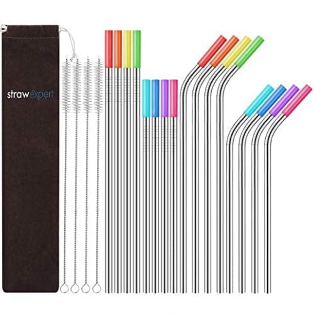 Vehhe Metal Straws Stainless Steel Straws Drinking Straws Reusable - 10.5 inch Ultra Long 4 + 1 - w/Cleaning Brush for 20/30 oz for Yeti RTIC Sic