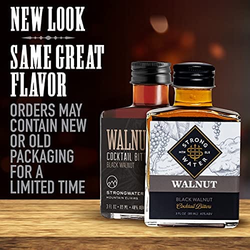 Strongwater Black Walnut Bitters (40 Servings) - Rich and Nutty Walnut Bitters for Cocktails - Pair with a Manhattan, Old Fashioned or Coffee