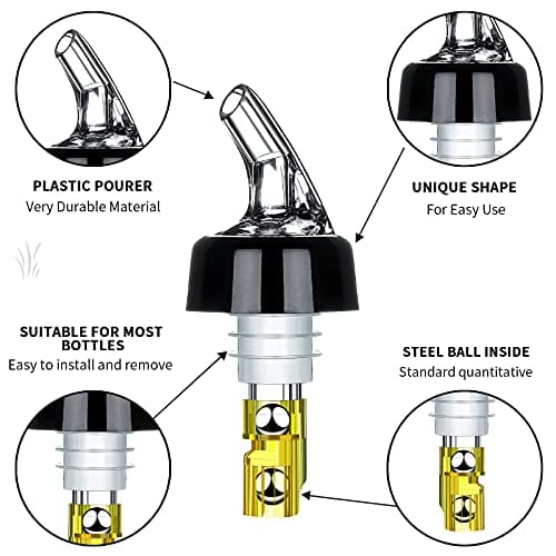 Automatic Measured Bottle Pourer - Quick Shot Spirit Measure Pourer Drinks Wine Cocktail Dispenser Home Bar Tools - 1oz/30ml (12)