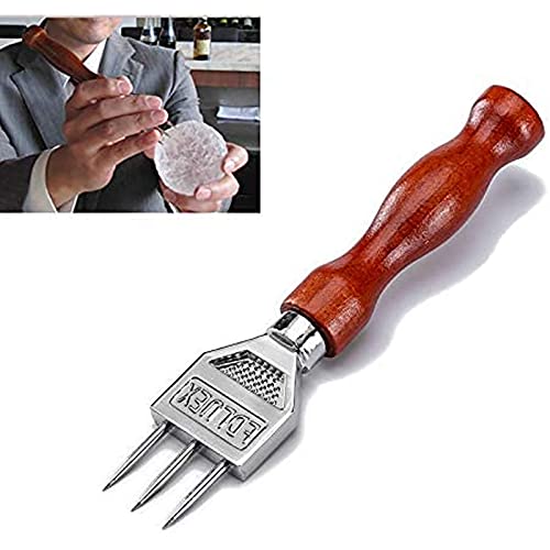 Ice Pick - 7.2 Inch Stainless Steel Ice Crusher with Wooden Handle Ice Chipper Ideal for Breaking Ice Kitchen Tool