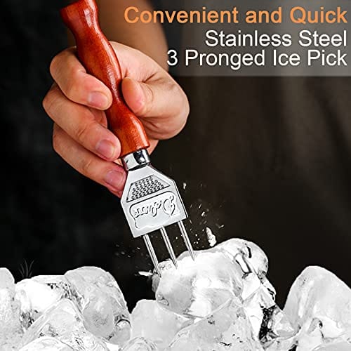 Ice Pick set of 2-7.24 Inch and 6.8Inch Stainless Steel Ice Crusher with Wood Handle, Japanese Style Ice Chipper Ideal for Bars and Home