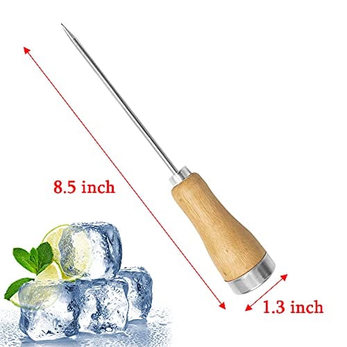 3 Pcs 8.5 Inch Ice Picks,Stainless Steel Ice Pick with Wooden Handle,Ice Breaking Accessories for Kitchen,Bar,Restaurant