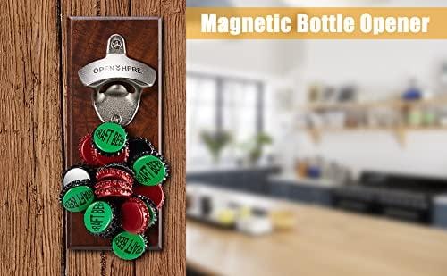 Gifts for Men Dad Husband, Magnetic Bottle Opener Wall Mounted Cap Catcher, Anniversary Birthday Gifts for Men Him Boyfriend Teen Boy, Cool Gadget