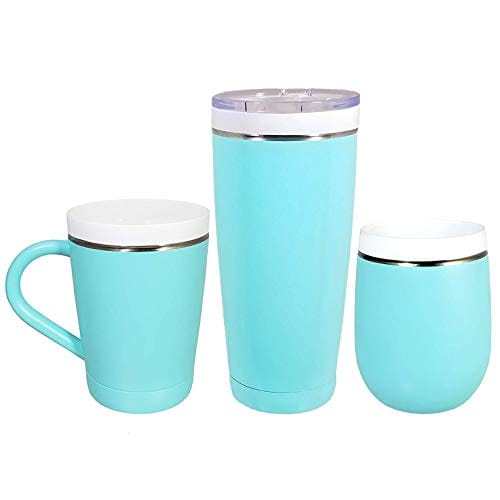 CeramiSteel Ceramic Wine Tumbler (9 ounce), Ceramic Rim & Inner Coating on Insulated Stainless Steel Tumbler, Durable Turquoise Finish