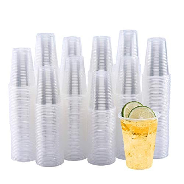 Loreso 5 oz. Hard Plastic Disposable Cups, 96 Count, Clear, Heavy Duty, Food Grade, and Recyclable for Party Cocktails, Drinks, and Desserts