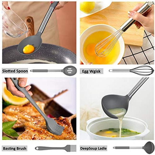 Umite Chef Kitchen Cooking Utensils Set, 33 pcs Non-Stick Silicone