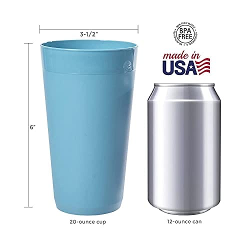 Newport 20-ounce Unbreakable Plastic Tumblers | set of 12 Blue Sky