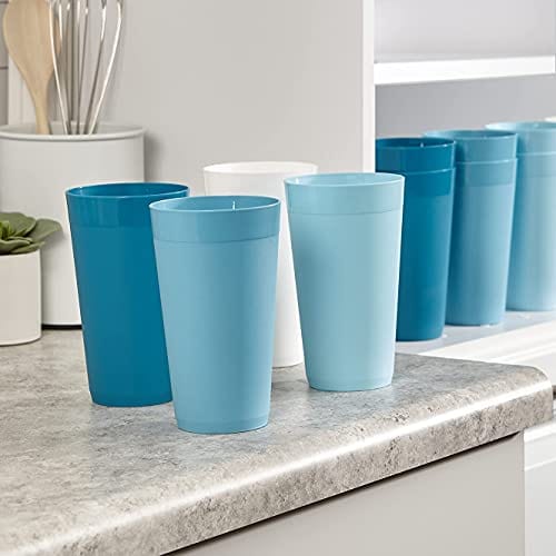 Newport 20-ounce Unbreakable Plastic Tumblers | set of 12 Blue Sky