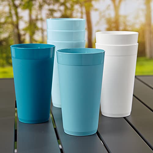 Newport 20-ounce Unbreakable Plastic Tumblers | set of 12 Blue Sky