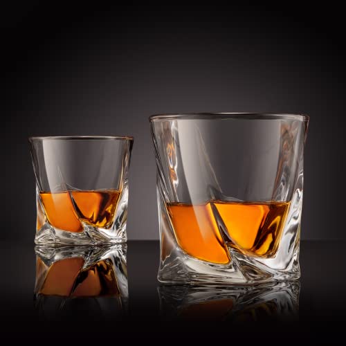 VENERO Crystal Whiskey Glasses, Set of 4 Rocks Glasses in Satin-Lined ...