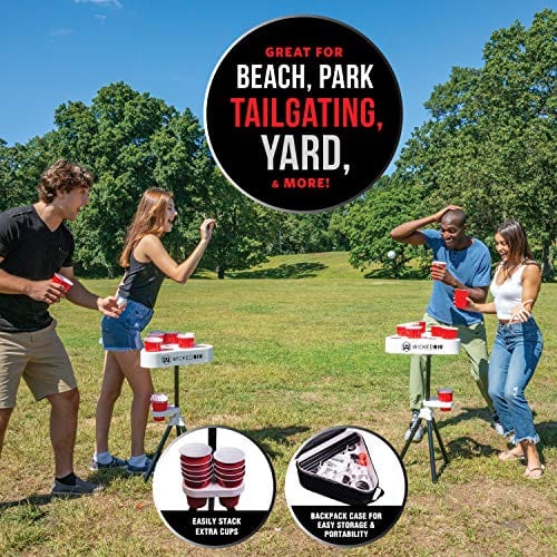 Versapong Portable Beer Pong Table/Tailgate Game with Backpack Carry Case and Balls