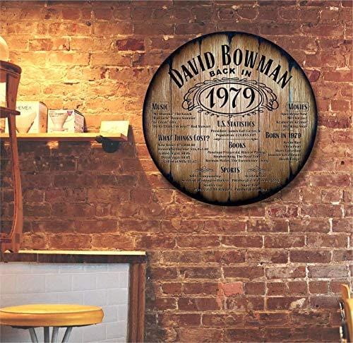 Personalized Birthday Gift or Wedding Anniversary Present, Party Decorations, Custom Wood Sign Inspired by Old Whiskey and Wine Barrels, Rustic Bar Home Decor for Men and Women