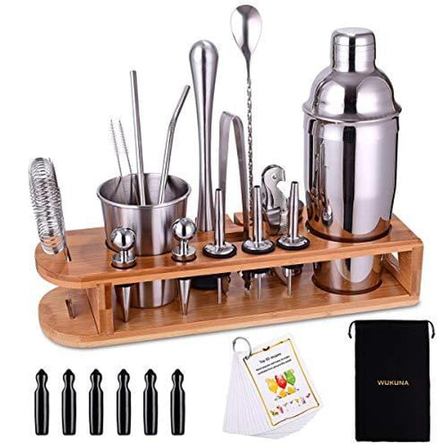 Semderm Cocktail Shaker Set Mixology Bartender Kit with Bamboo Stand |  26-Piece Cocktail Kit Bar Set with All Essential Bar Tools | Perfect  Cocktail