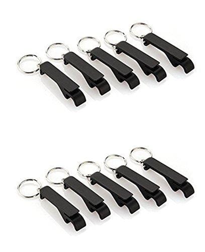 XICHEN Set of 10 - Mini Key Chain Opener Beer Bottle Drink bottle Opener (Black)