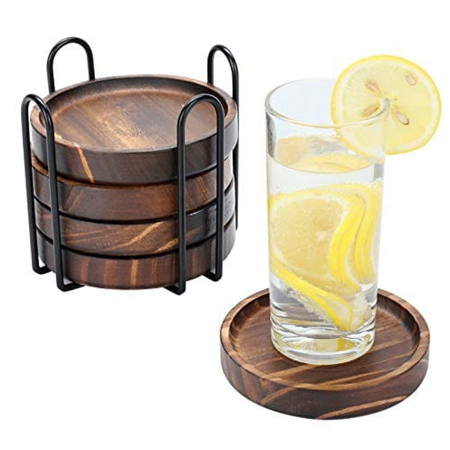 Acacia Wood Coasters for Drinks, 4.13 Inch, Set of 6, Absorbent and In –  Advanced Mixology