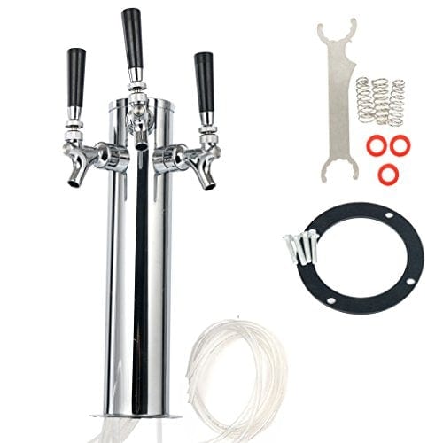 YB YaeBrew Triple Tap Faucet Stainless Steel Draft Beer Tower, 3-Inches Column - 3 Faucets