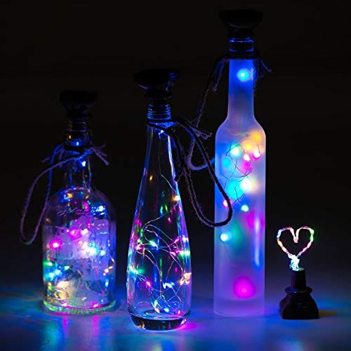 YJFWAL 2022 Upgraded 12 Pack Solar Wine Bottle Lights,20 LEDs Waterproof Copper Lights, Bottle Lights Fairy Cork String Lights for Christmas, Outdoor, Wedding Decor, Halloween Decor(Multi Color)