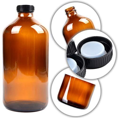 Youngever 2 Pack Amber Glass Growlers 32 Ounce with Tight Seal Lids, Perfect for Secondary Fermentation, Storing Kombucha, Kefir, One Liter Glass Beer Growler