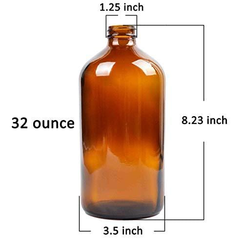 Youngever 2 Pack Amber Glass Growlers 32 Ounce with Tight Seal Lids, Perfect for Secondary Fermentation, Storing Kombucha, Kefir, One Liter Glass Beer Growler