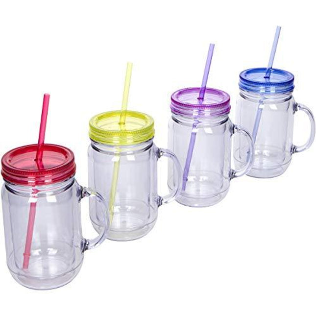 Zephyr Canyon Plastic Mason Jars with Handles, Lids and Straws | 20 oz  Double Insulated Tumbler with…See more Zephyr Canyon Plastic Mason Jars  with