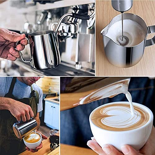 Espresso Milk Frothing Pitchers 12oz/350ml Milk Frother Pitcher 304 Stainless Steel Barista Milk Steaming Jug Cup for Making Coffee Cappuccino Latte Art