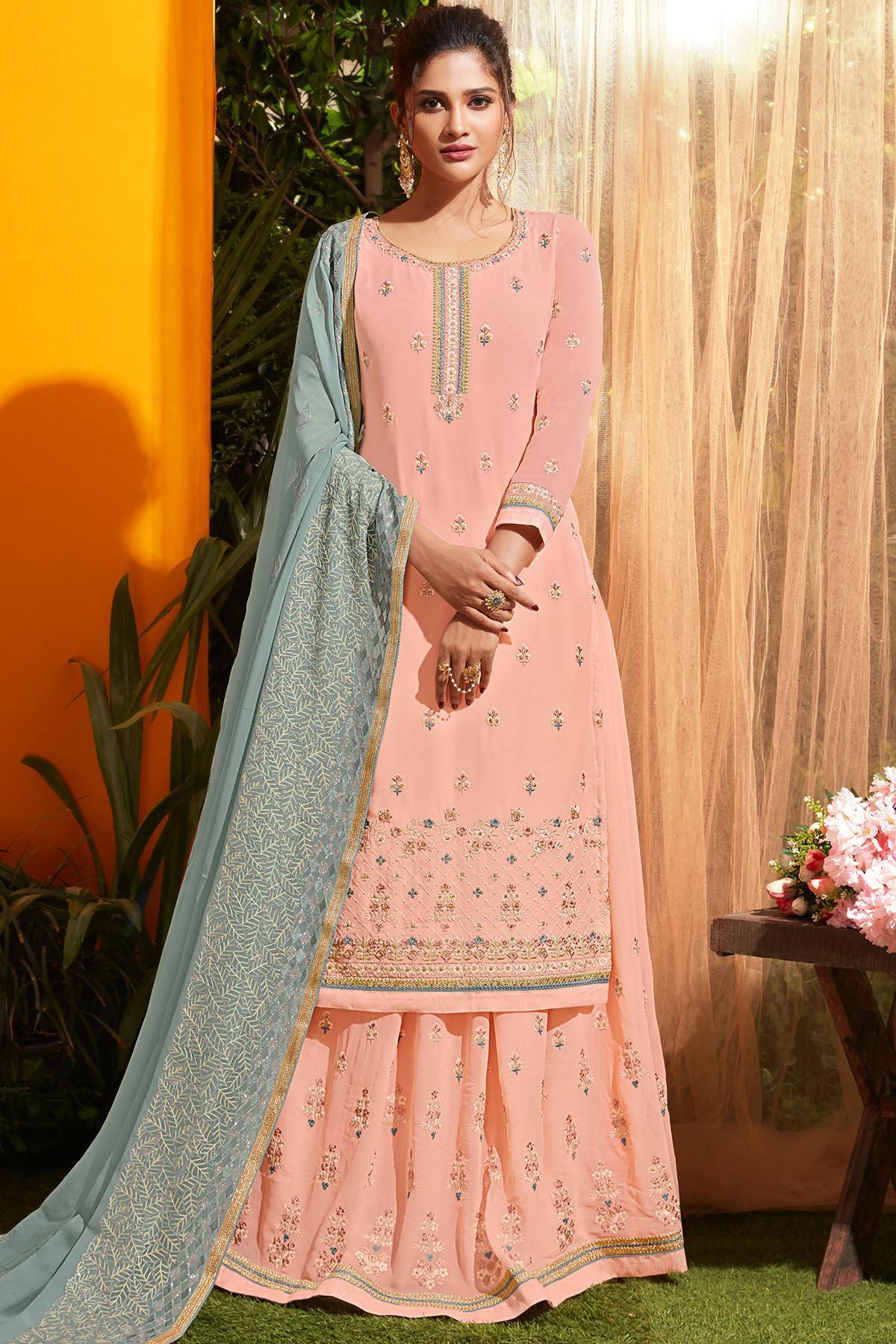 baby pink gharara