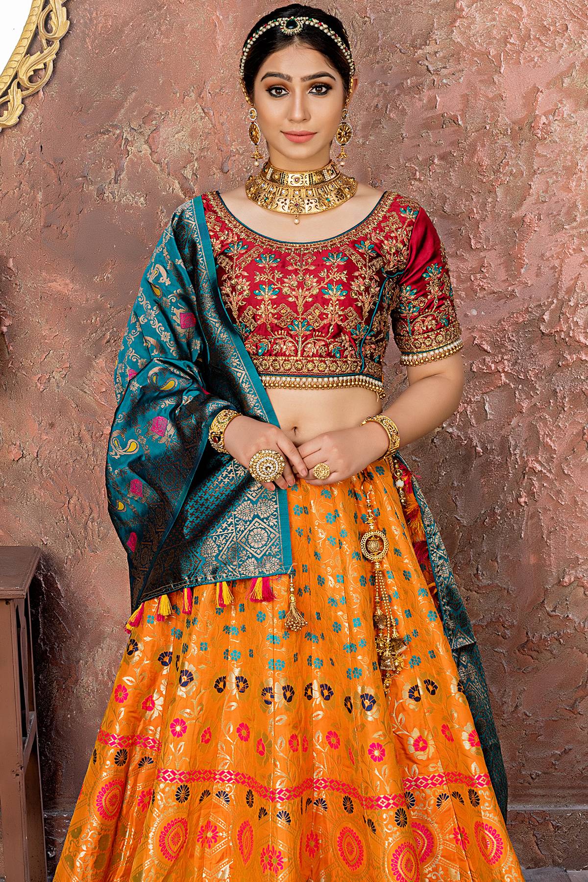 banarasi silk wedding lehenga