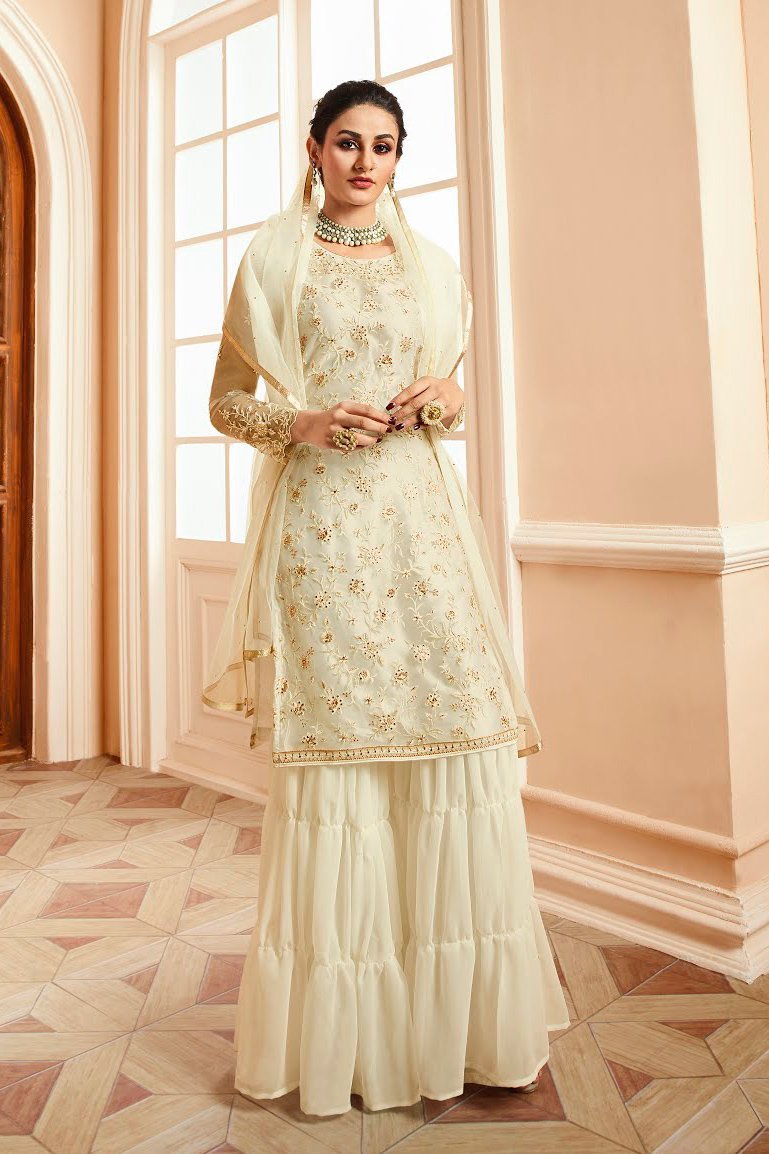 white gharara dress