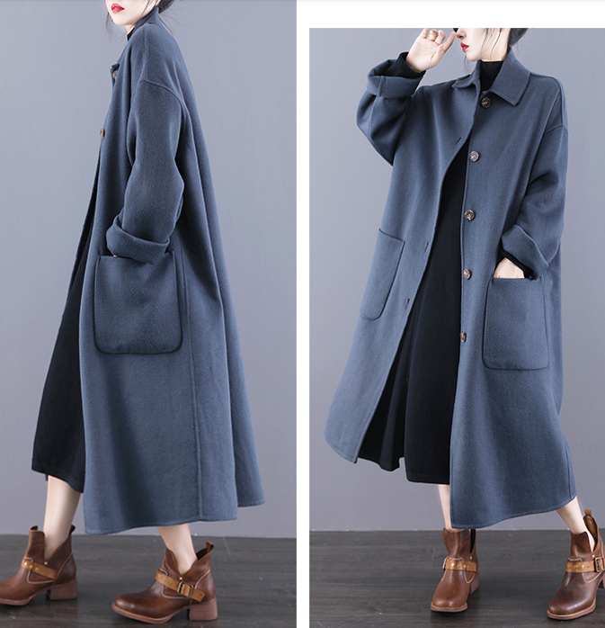 Long Double Face Cashmere Coat Handmade Long Warm Long Women Wool Coat ...