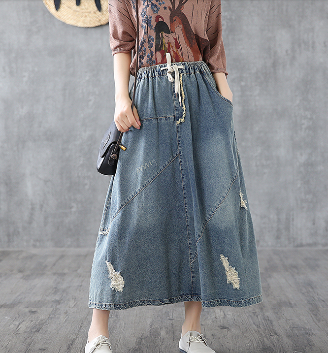 Denim Casual loose fitting Women's Skirts DZA200634 – SimpleLinenLife