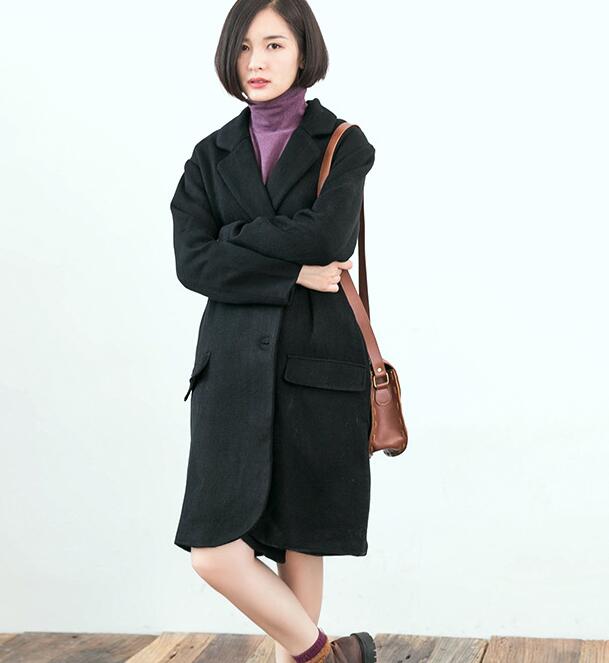 Loose Style Long Sleeve Pocket Women Coat – SimpleLinenLife