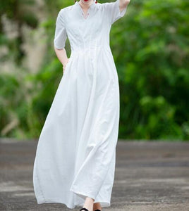 white maxi silk dress