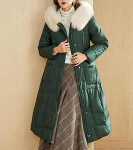 Long Hooded Women Puffer Coat, Winter Slit Side Duck Down Jacket/6330 –  SimpleLinenLife