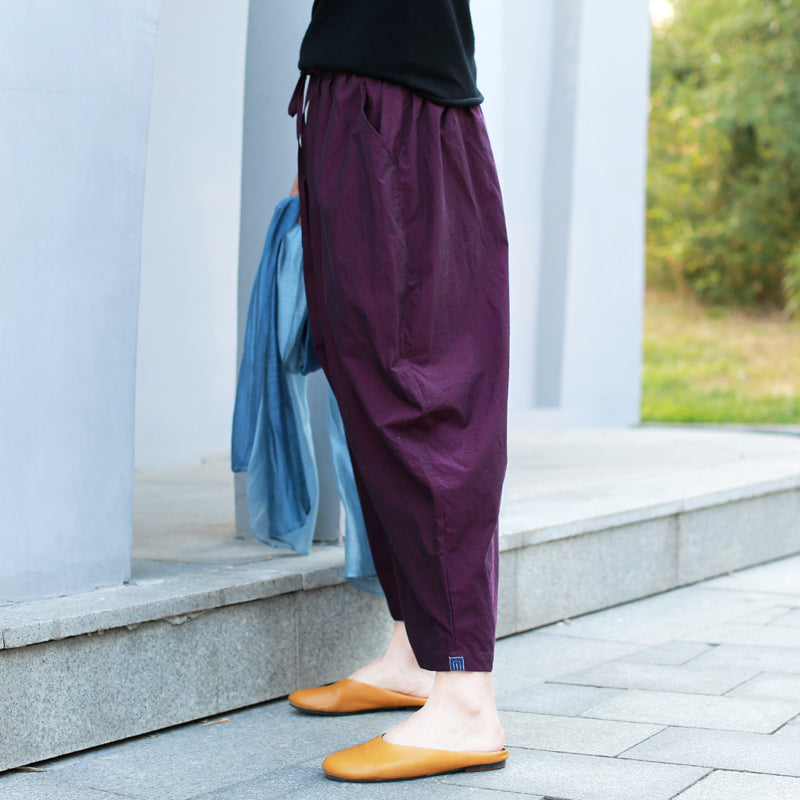 Purple Linen Pants Summer Wide Legs Women Pants MDYP9761 – SimpleLinenLife