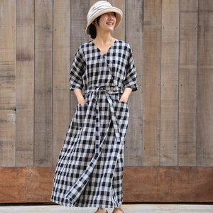 Plaid Summer Dress Casual Summer Long 