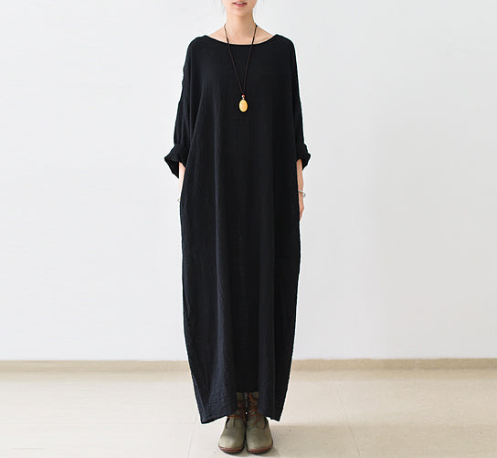 Black Long Sleeve Maxi Women Dresses AMT962211 – SimpleLinenLife