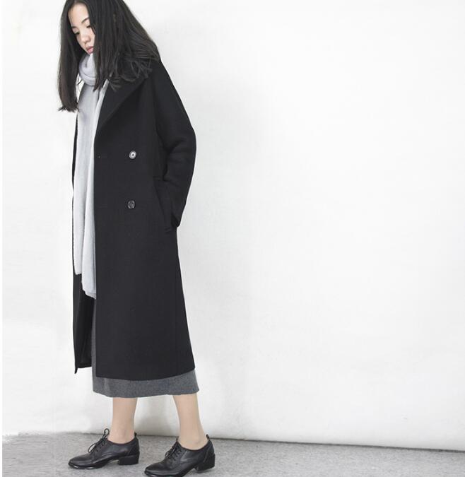 Long Women Wool Coat Double Face Winter Cashmere Coat – SimpleLinenLife