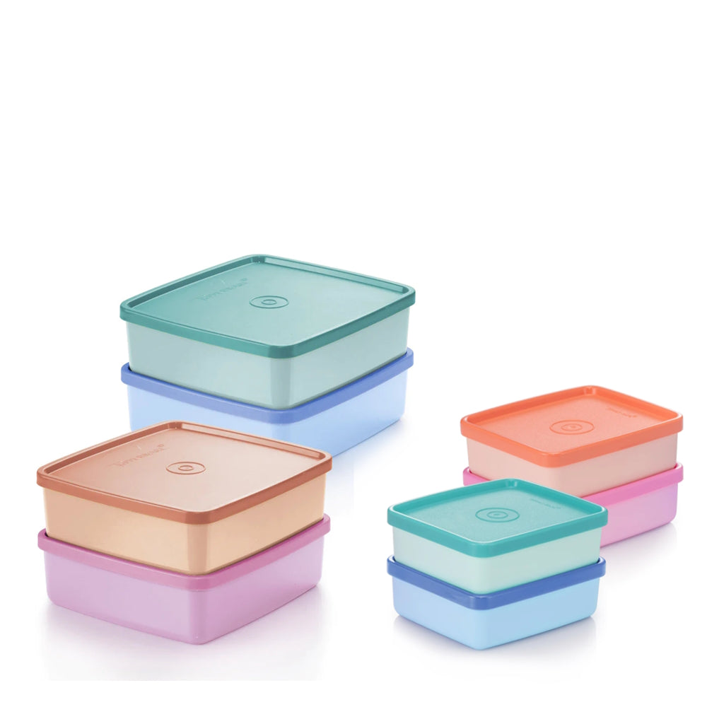 4x Tupperware Large Square-A-Way 680ml Food Container BPA-Free