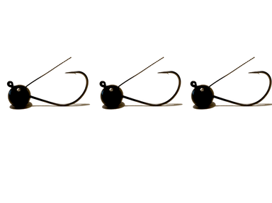 Black Weedless Wacky Weighted Jig Head 3pk