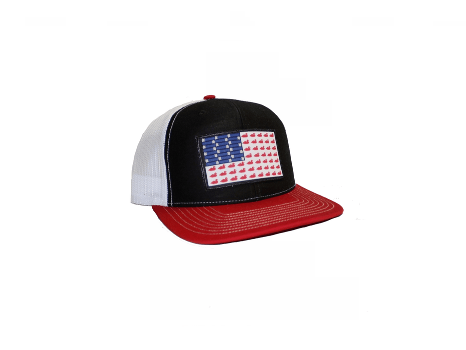 Ducks And Bullets Flag Patch Trucker Hat | East Coast Waterfowl - elliottenvisions