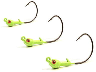 Green Chartreuse Kahle Hook Live Bait Jig Heads 3pk