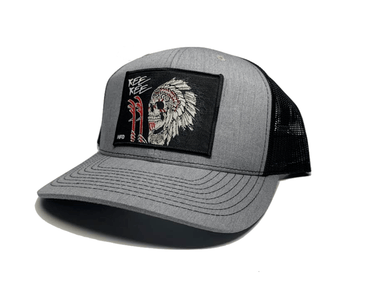 Grey / Black Indian Chief Kee Kee Hat - elliottenvisions