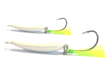 White/Chartreuse Pompano Jigger Fleas - elliottenvisions