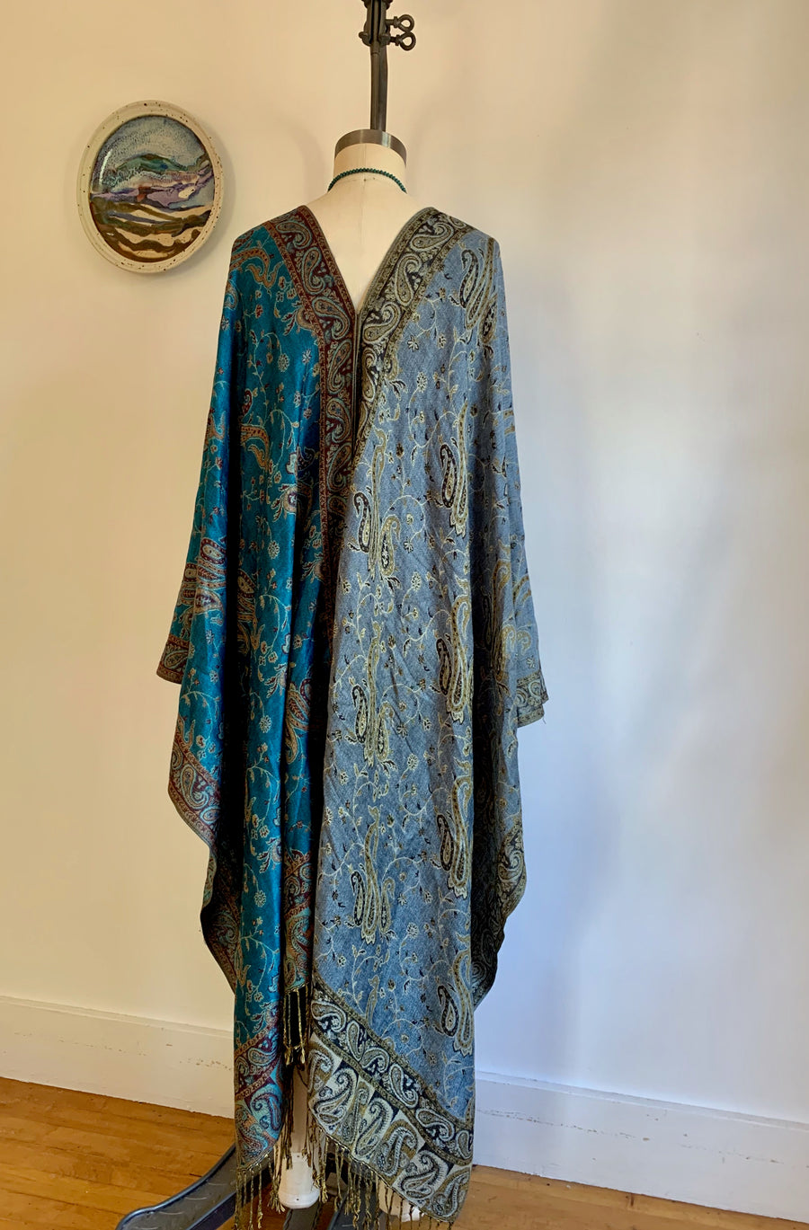 The Silver Springs Tunic Top Poncho -Teal/Pale Blue-One Size Fits All ...