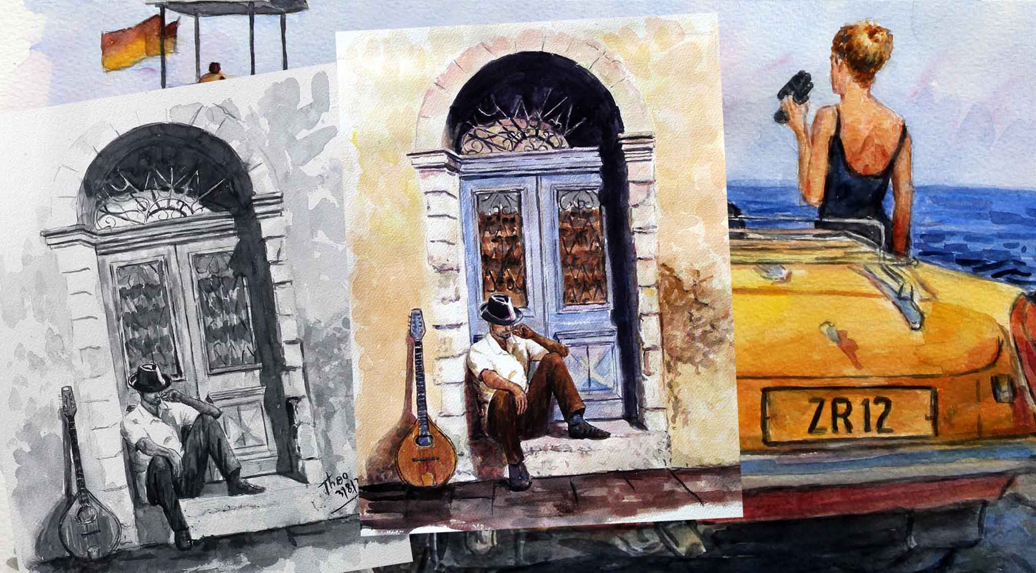 Fine Art Watercolour original paintings by Theo Michael