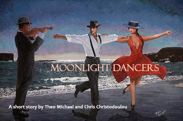 Moonlight Dancers, an oil painting by Theo Michael, read the accompanying short story of the painting