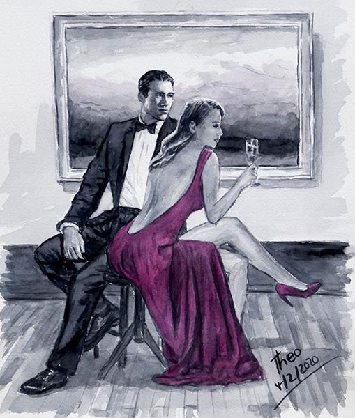 Valentine's Day 2020, a watercolour sketch by Theo Michael