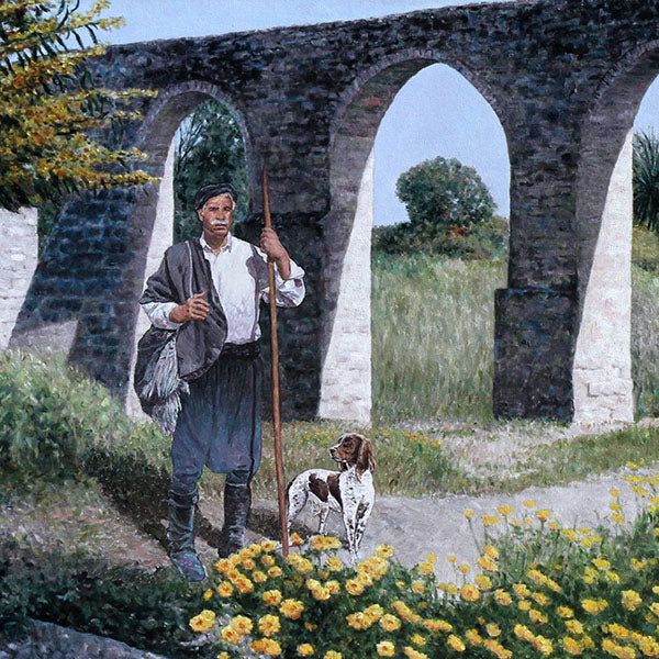 The Shepherd at the Aqueduct in Kamares, Larnaca, an oil painting by Theo Michael