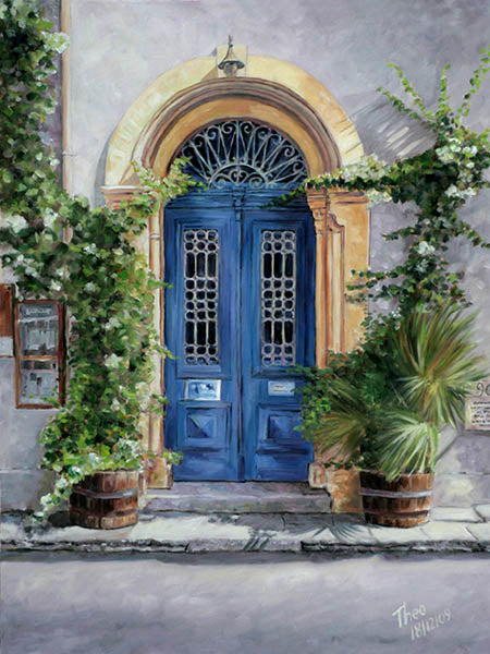 Wall Art by Theo Michael, The Blue Door Art Cafe 1900 in Larnaca Cyprus