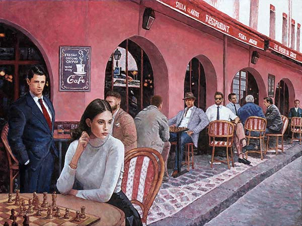 Cafe painting by Theo Michael, The Cafe